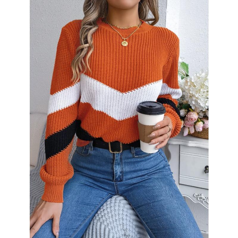 

Осень и Зима Повседневный Разноцветный Свитер-пуловер с рукавами-фонариками Женская одежда S