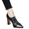 British anti-collision metal head black small leather shoes women's autumn 2024 new deep mouth single shoes pointed high heels