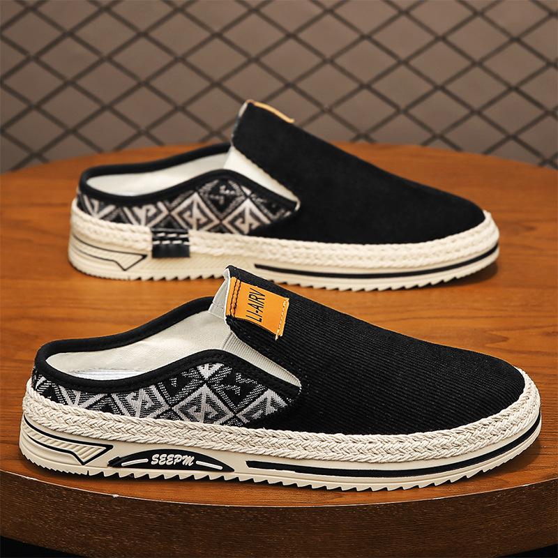 

Мода 2024 однопедальные полуволочащиеся сумки обувь с головкой летняя новая мужская повседневная спортивная дышащая плоская мужская обувь 44