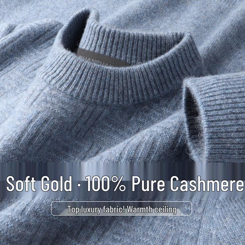 SHANSHAN Men's 100% Cashmere Crew Neck Sweater