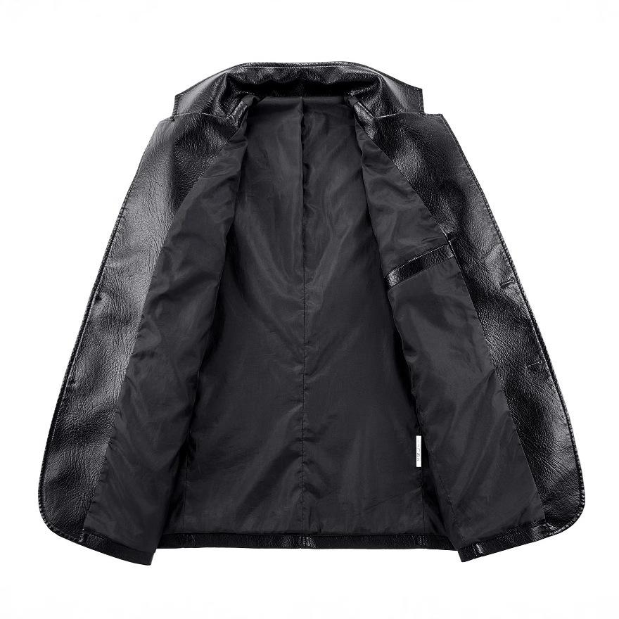 Leather jacket spring and autumn suit men's leather jacket slim-fitting thin casual small suit jacket trendy