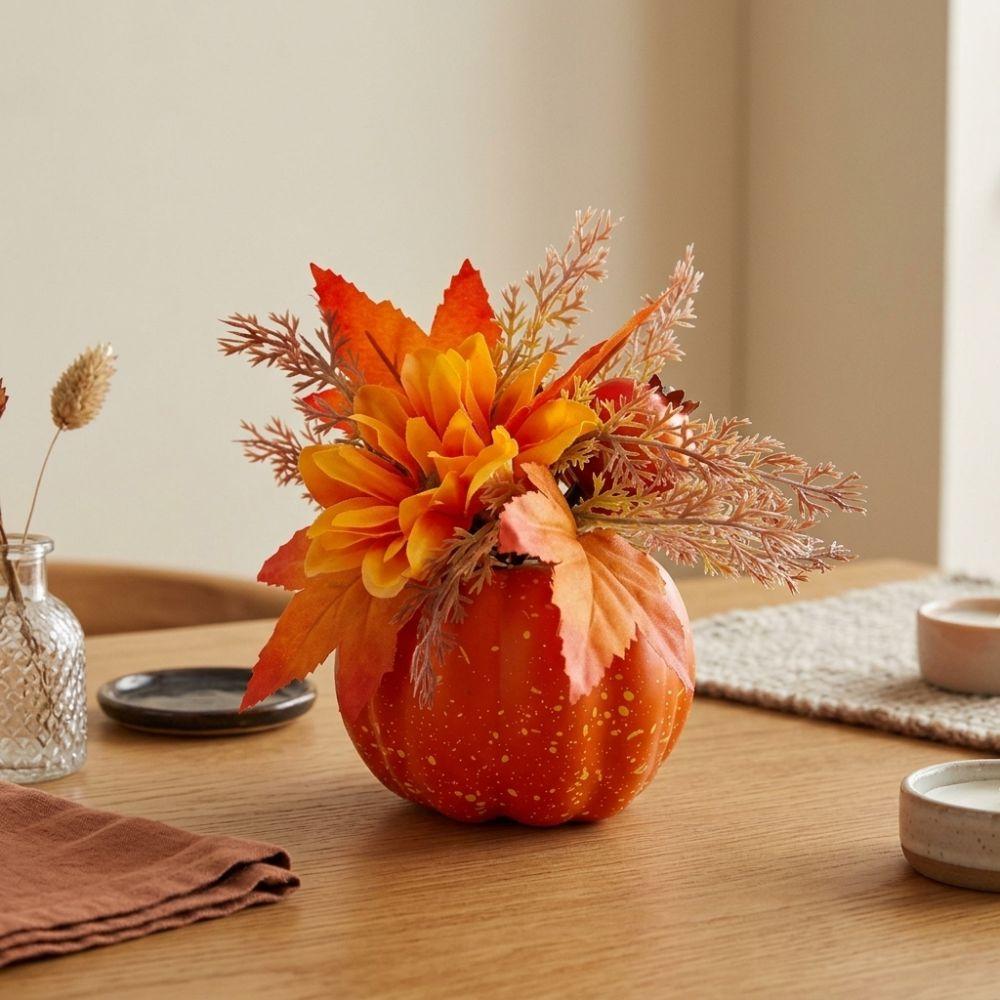 Realistic Fall Artificial Pumpkin Floral Autumn Colors Pumpkin Table Decor Faux Flowers  Halloween
