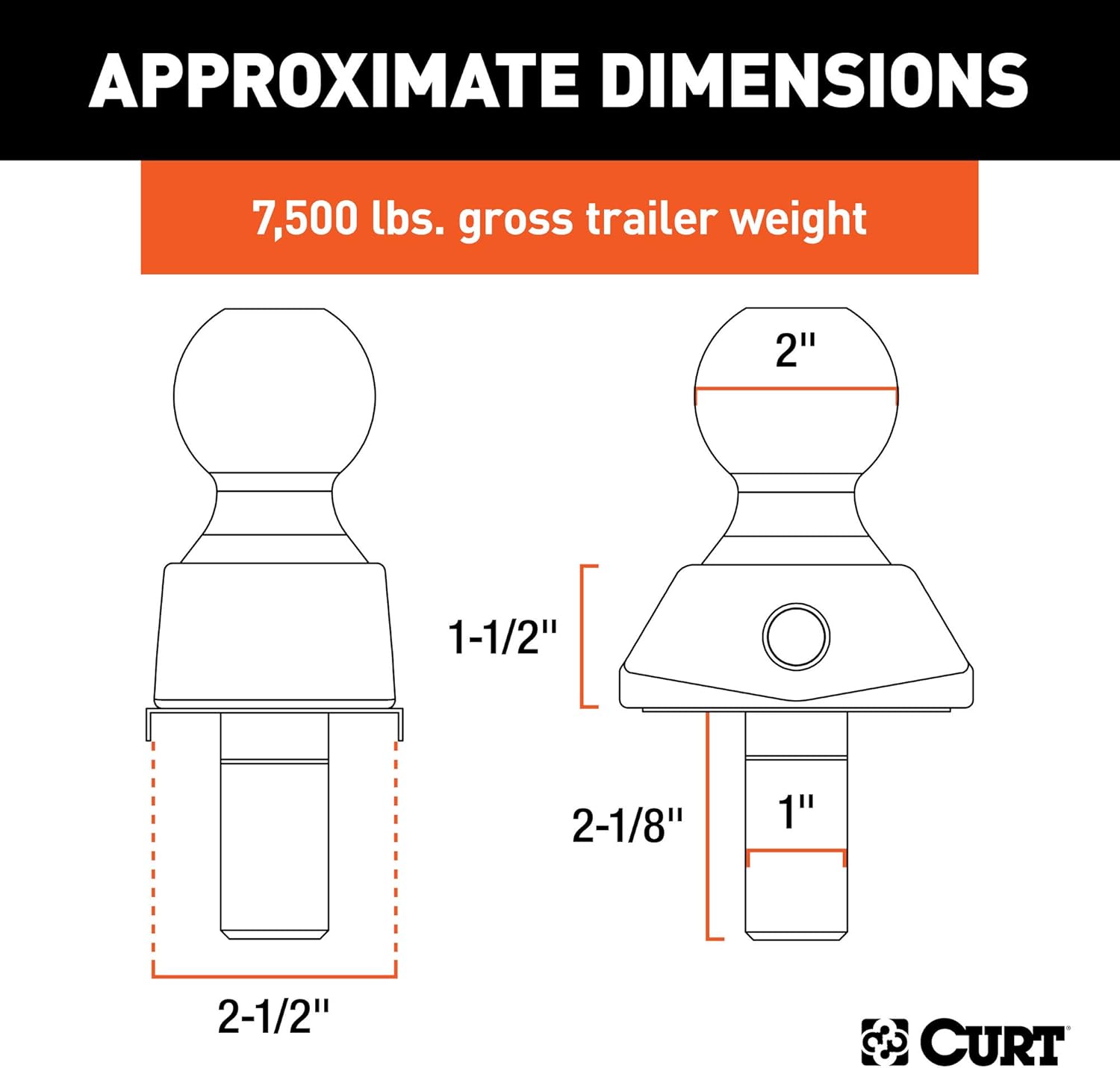 

40047 RockerBall Cushion Hitch Trailer Ball 7,500 lbs, 2-Inch Diameter, 1-Inch Shank United States