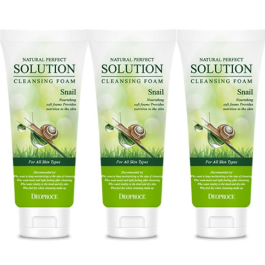 Deoproce Natural Perfect Solution Cleansing Foam Snail 170g*1Pc/2Pcs/3Pcs