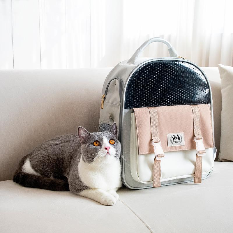 New cat bag out shoulder pet bag foldable portable large-capacity stereo pet backpack.