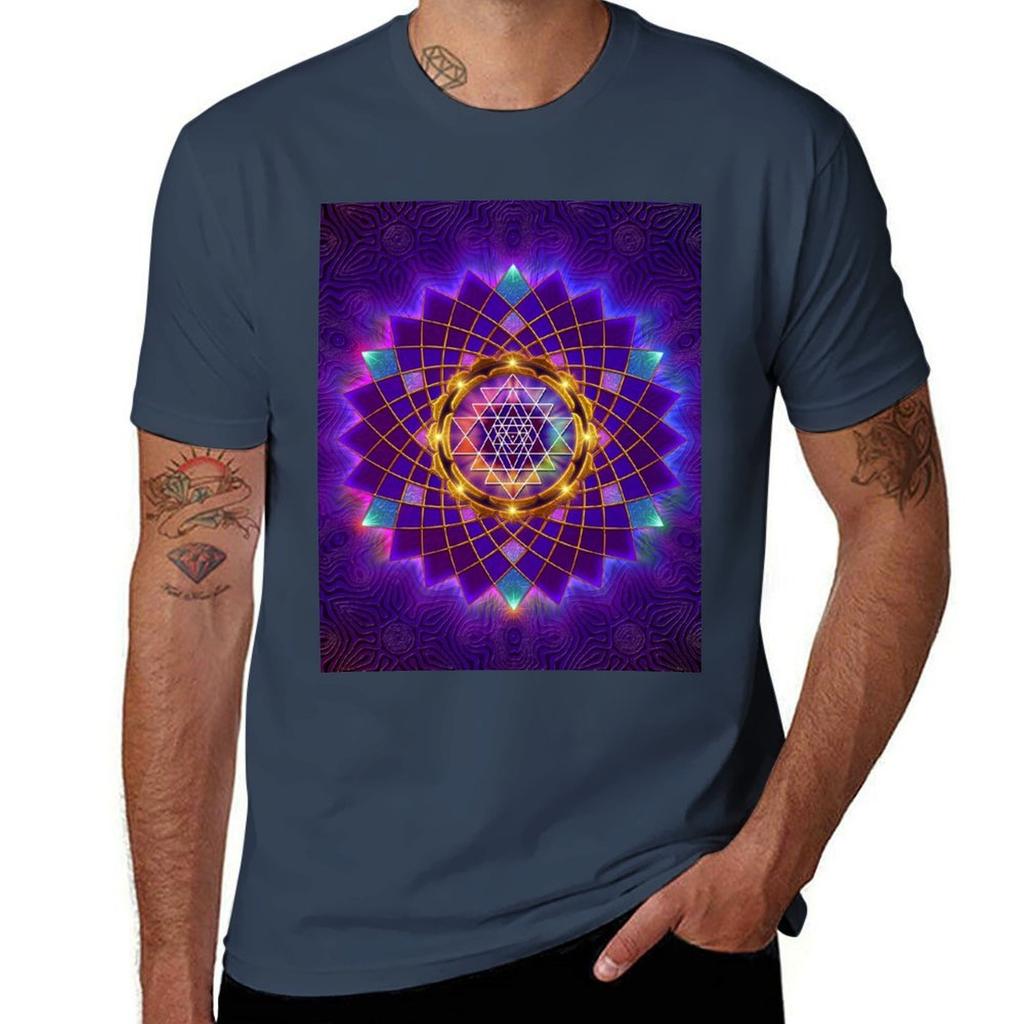 T-Shirt man cotton shirts graphic Yantra t Healing Mandala Sri shirts 100% man t