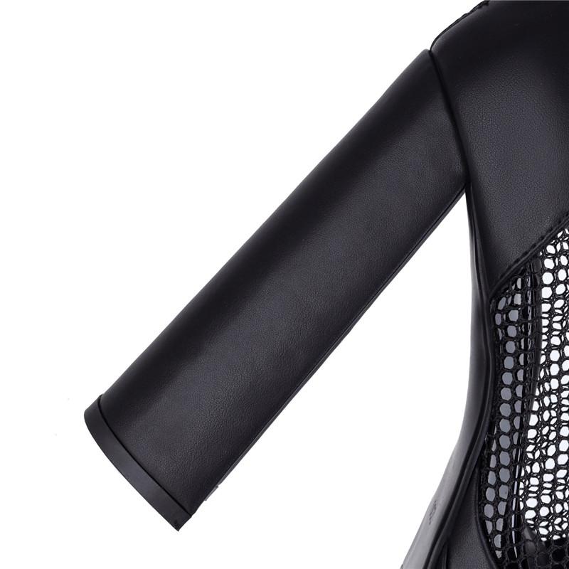 Women's High-heeled Short Boots Sexy European and American Style Waterproof Platform Thick-heeled Large-size Net Boots