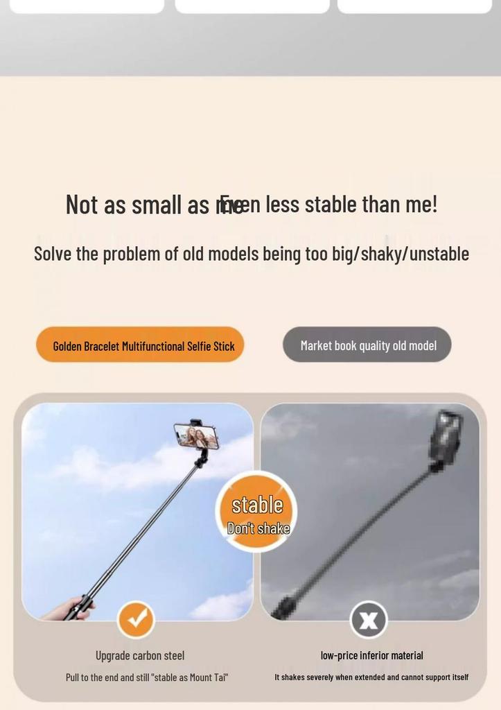 2025 Universal Anti-Shake Selfie Stick with 360° Rotation