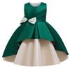 Girls Piano Performance Dress Elegant Satin Patchwork Princess Gown Kids