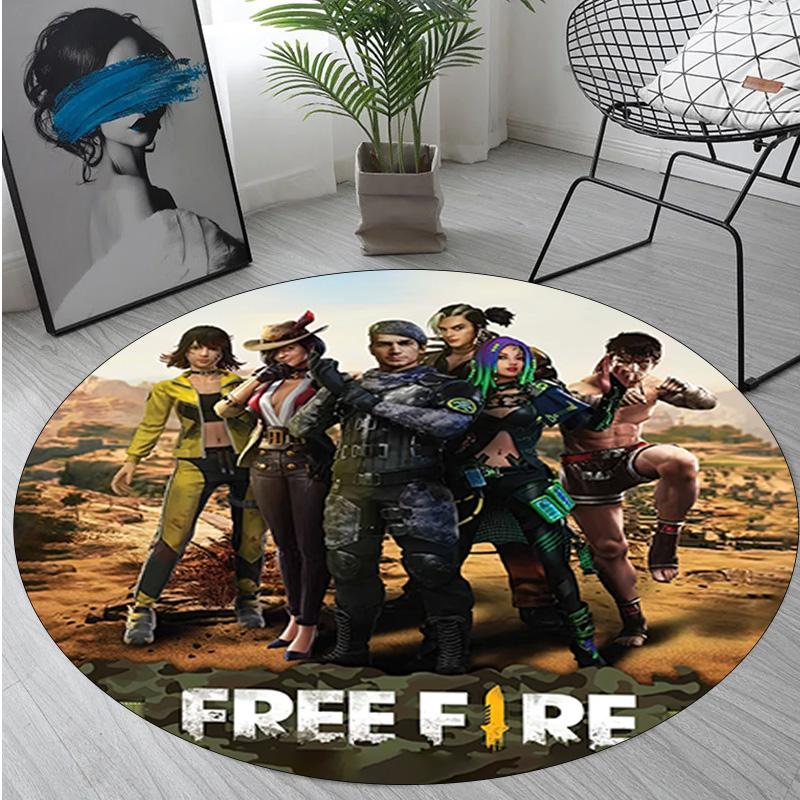 1Pc  Free Fire Circular Print Rug - Home Decoration Carpet For Living Room Bedroom Flooring Computer Chair Area Rug