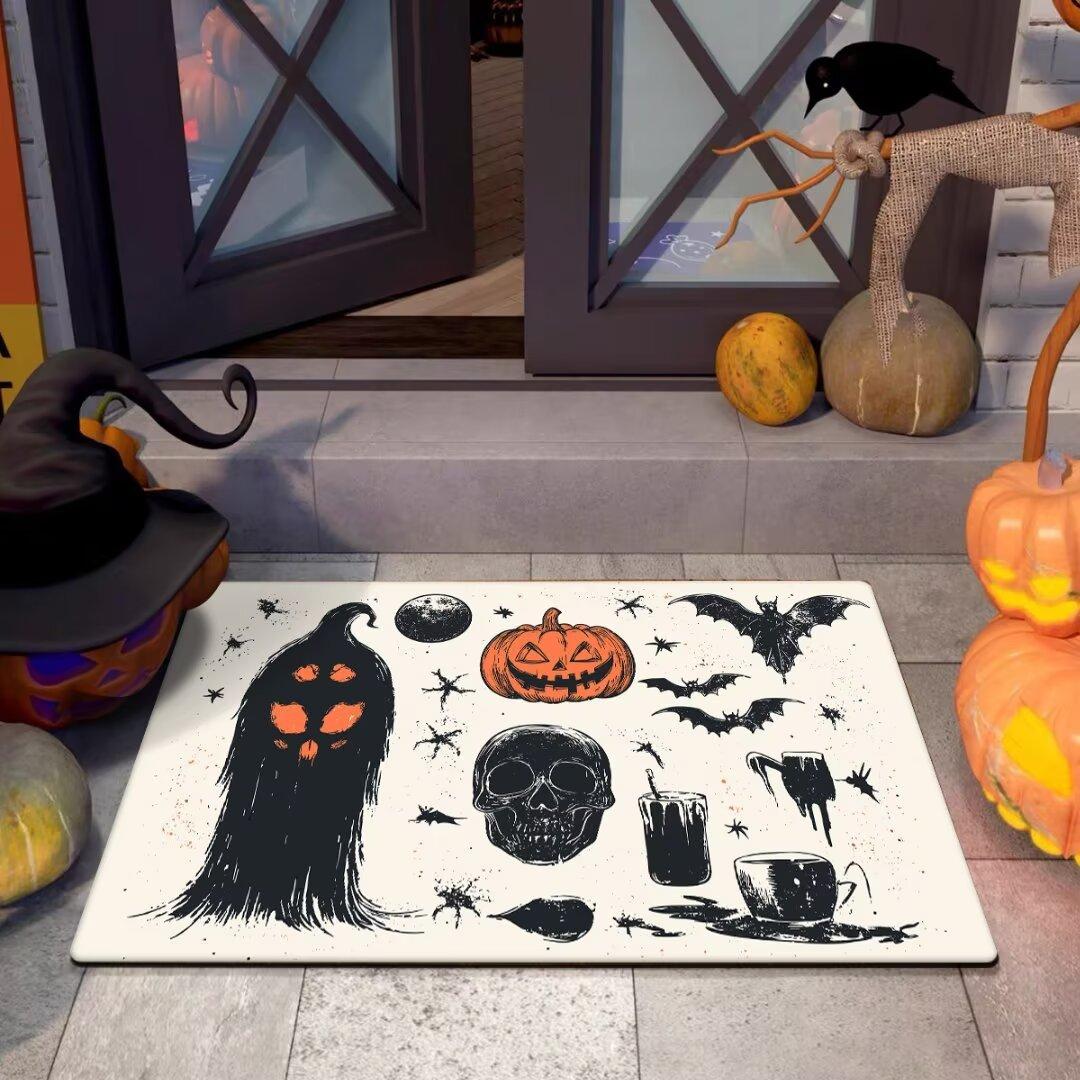 Funny Halloween Cartoon Rug Soft Absorbent Floor Mat for Entryway Bathroom Non Slip Decorative Home Mat 60*90cm