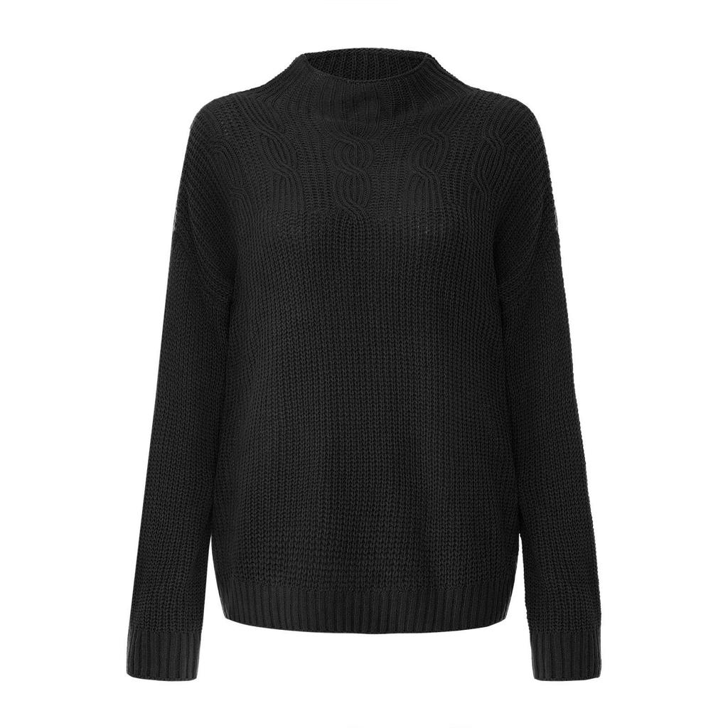 Womens Fashion Solid Long Sleeve Sweater Loose Turtleneck knitting Sweater