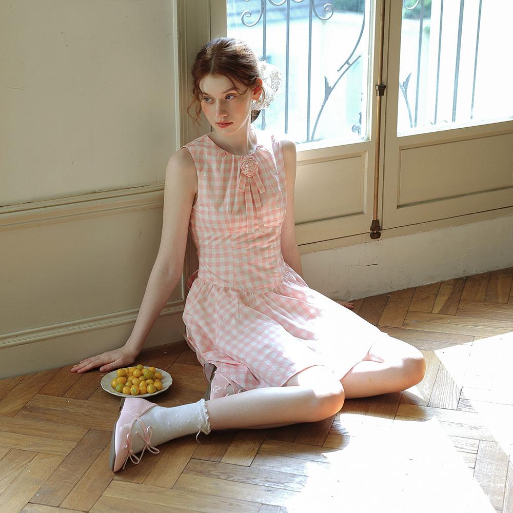 Ceme Adu Cest_Gingham Sleeveless Mini Dress
