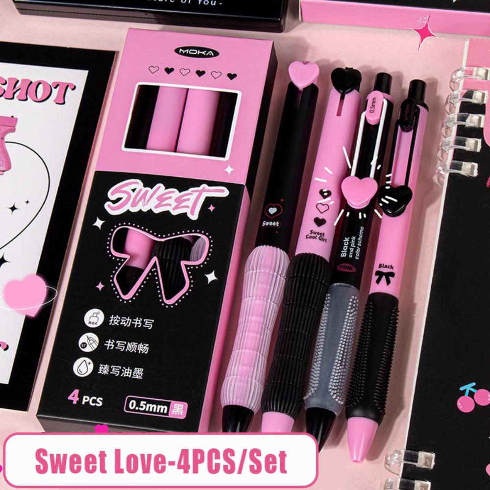 

4PCS/Set 0.5mm Black Ink Neutral Pen Sweet Love Series Writing Tool Office Signature Pen Students 03