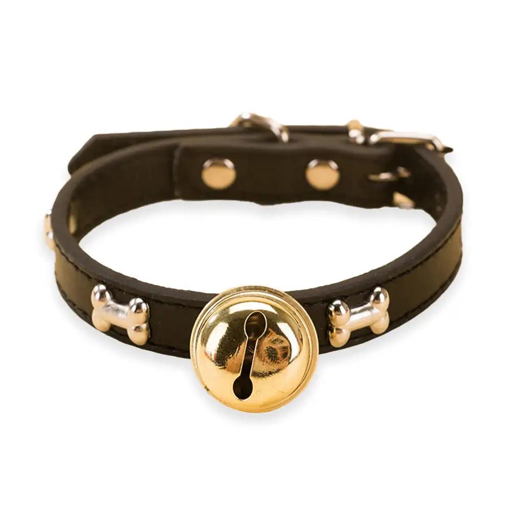

Кожаные ошейники для домашних собак с косточкой, ошейники для щенков, мопсов, прочные ошейники для маленьких и больших собак, чихуахуа, аксессуары для кошек, ошейник для маленьких собак S чёрный
