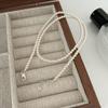 Elegant Double Layered Pendant Necklace With Pearl Bow Charm In Sterling Women Adjustable 41-50cm O-Link Chain