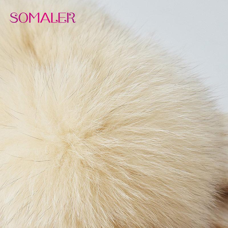 SOMALER Winter Real Fox Fur Hats for Women Fur Pompom Ear Protect Caps Warm Lined Knitted Fur Beanies Fashion Russian Hat