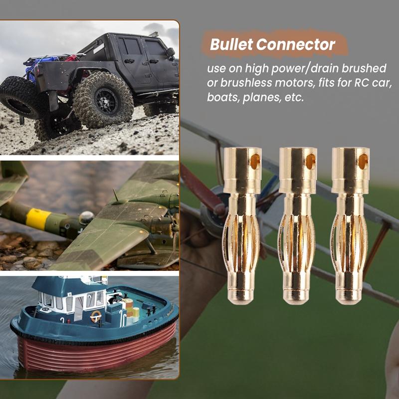 AA58 10PCS Gold Tone 4mm Male Banana Plug Bullet Connector Replacements