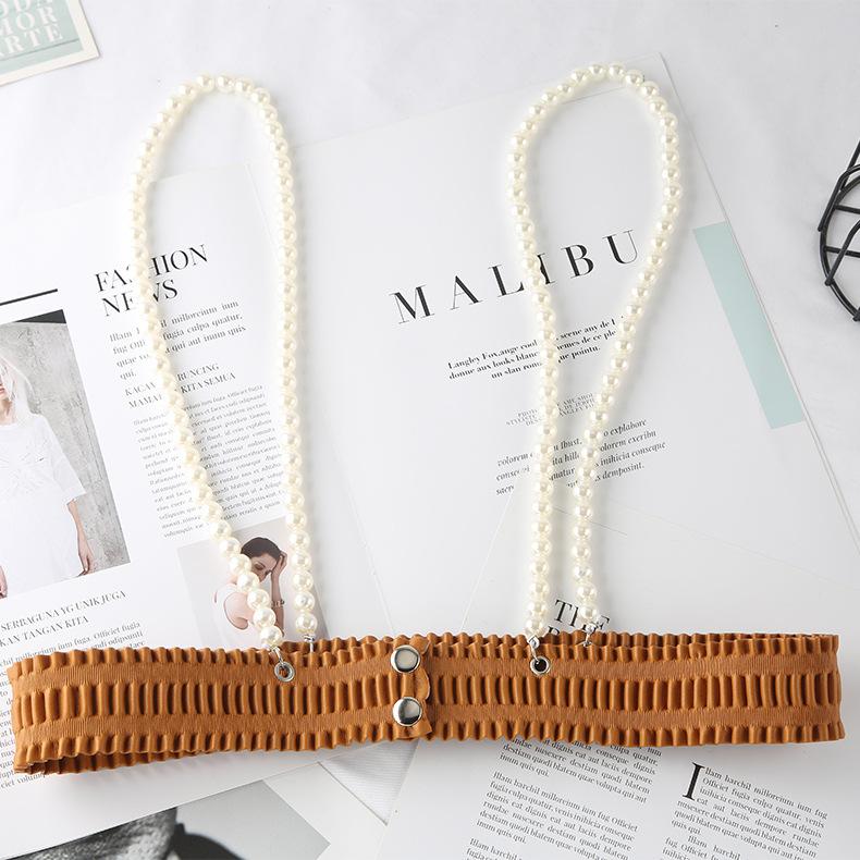 Pearl Belt Accessories Women'S Decoration With Dress Shirt Strap Chain Vest