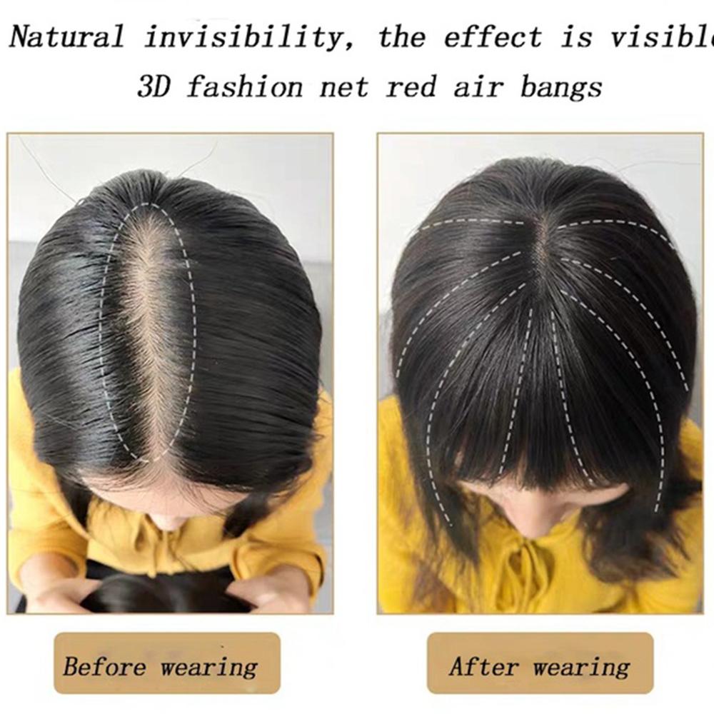 Natural 3D Topper Women Hairpiece Clip In Neat Fake Hair Bangs Air Bangs Fringe Front Wigs Wig