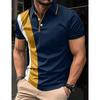 3D Printed Striped Color Blocked Men's Polo Shirt with Colorful Pattern Short Sleeved T-shirt