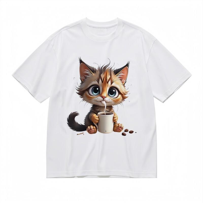 

Women s Trend Classic T-Shirt Blue-Eyed Feline Splash Liquid Graphic Tee 4XL