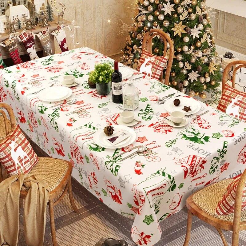 

Рождественская скатерть с принтом снеговика, украшение для кухонного стола, водонепроницаемая и маслостойкая скатерть, украшение для домашнего стола, вечерние чехлы 137x137cm