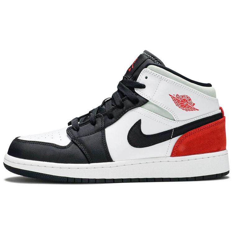 Jordan 1 Mid SE White Black Red Spruce GS BQ6931-100