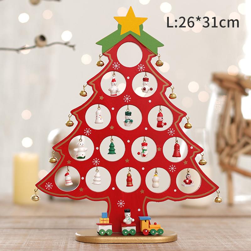 Pom de Crăciun din lemn artificial de masă 3D DIY cu ornamente creative în miniatură Decorare pentru birou pentru decorarea bradului de Crăciun