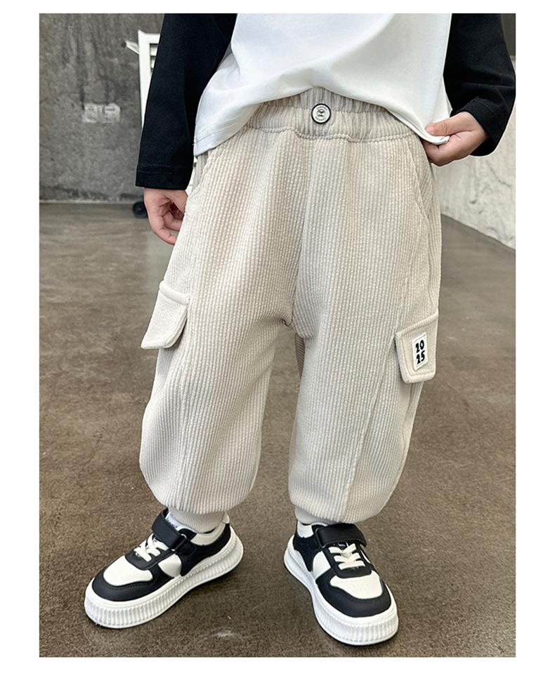 Boys' Cargo Trousers - Spring & Autumn 2025, Casual Korean Style for Small & Medium Children