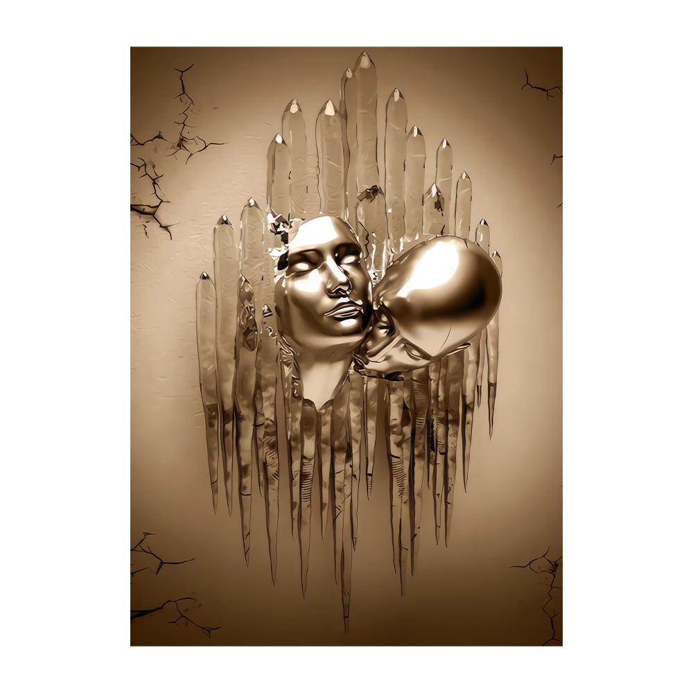 Modern Metal Figure Statue Art Romantic Minimalist Wall Art Print Canvas Painting Posters for Living Room Modern Home Decor