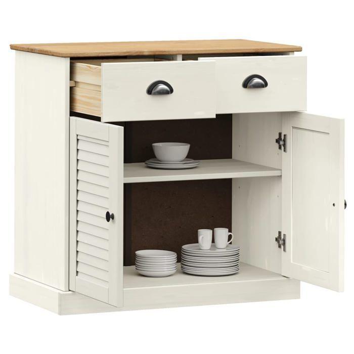 VidaXL Buffet avec tiroirs VIGO 78x40x75 cm blanc bois massif de pin 353203