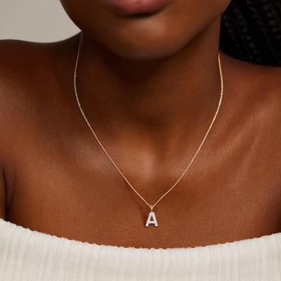 Collana Lettera con Strass Placcata Oro 14k - Catena Clavicolare Personalizzata Regalo alla Moda