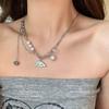 "European & American Double-Layer Love Necklace: Hip-Hop Inspired Long Sweater Chain for Women"