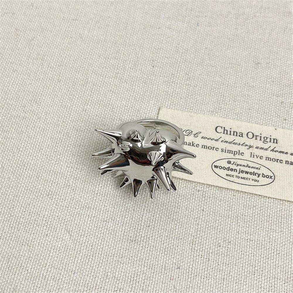 

Europe And The United States New Sea Urchin Rivet Geometric Metal Ring Niche Design Sense Of Female Accessory Gifts 2025 срібний