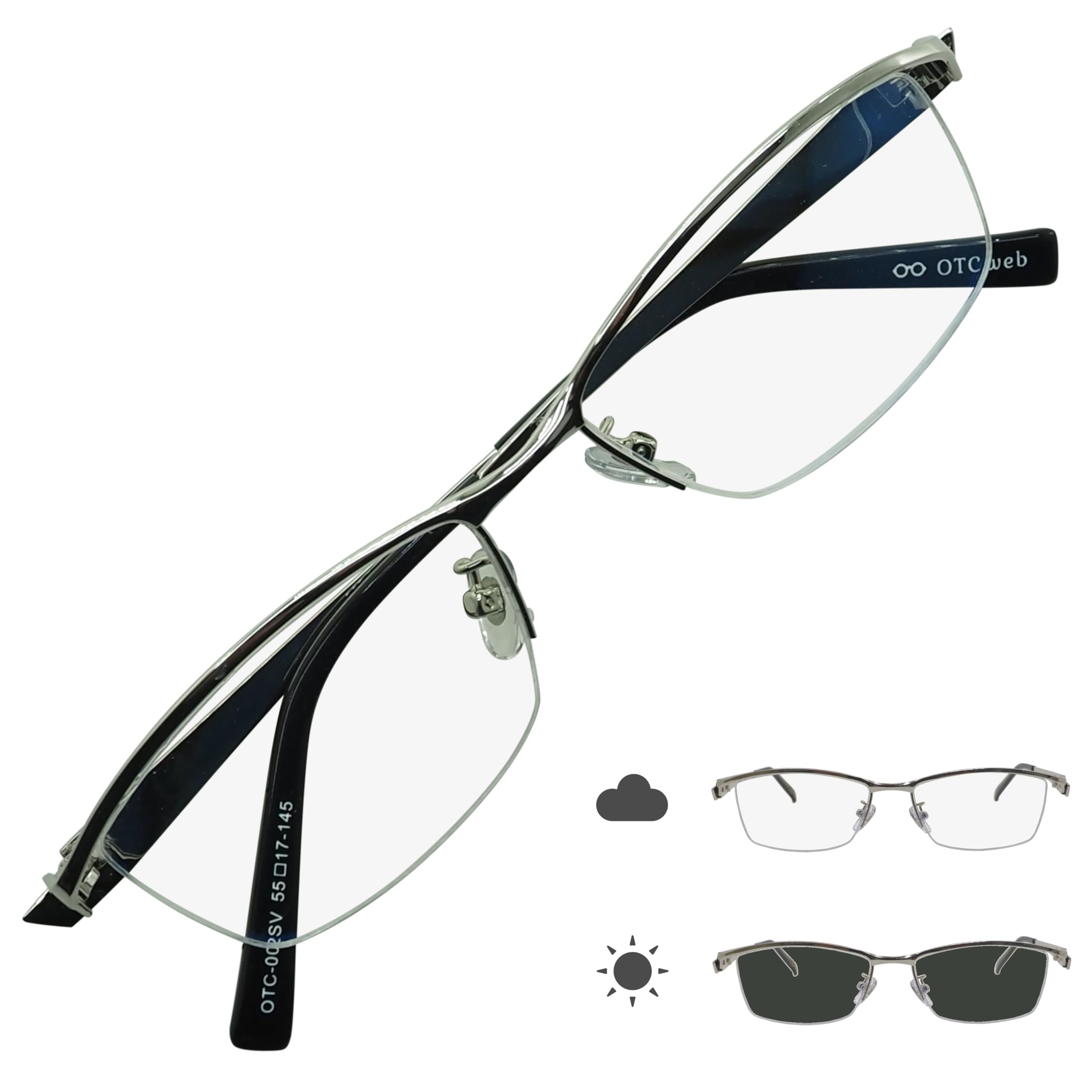 

002MN Visible Light Photochromic Blue Light Blocking Plus UV Slightly Badass [OTC.web] Sunglasses, Darkening, Men s, Sizes, Nylon, Stylish, Cool,