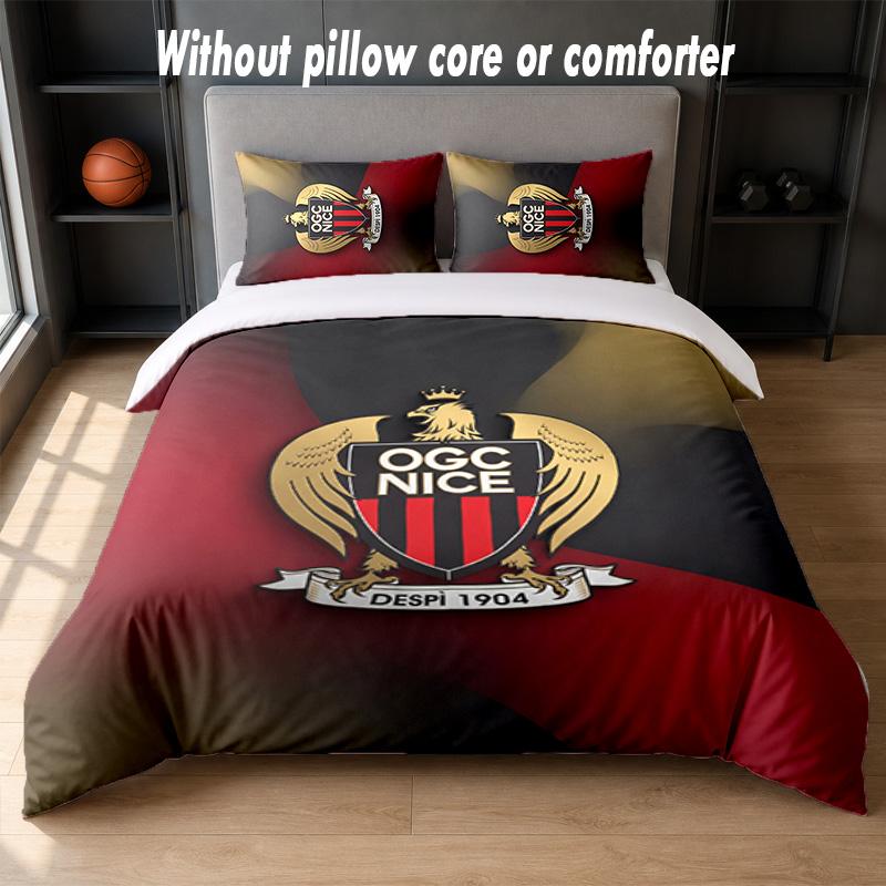 OGC Nice FC Design Bed Bedding Set 1 Duvet Cover + 2 Pillowcases Soft Breathable Household Bed Linens