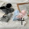 Cream-colored Bow-tie Black Ear-edge Socks for Girls, Summer, Thin Mesh Mid-calf Socks, Cute Dopamine