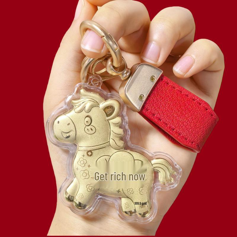 999 Pure Gold Year of the Horse Keychain Bag Charm & Mobile Phone Lanyard - Perfect Birthday Gift