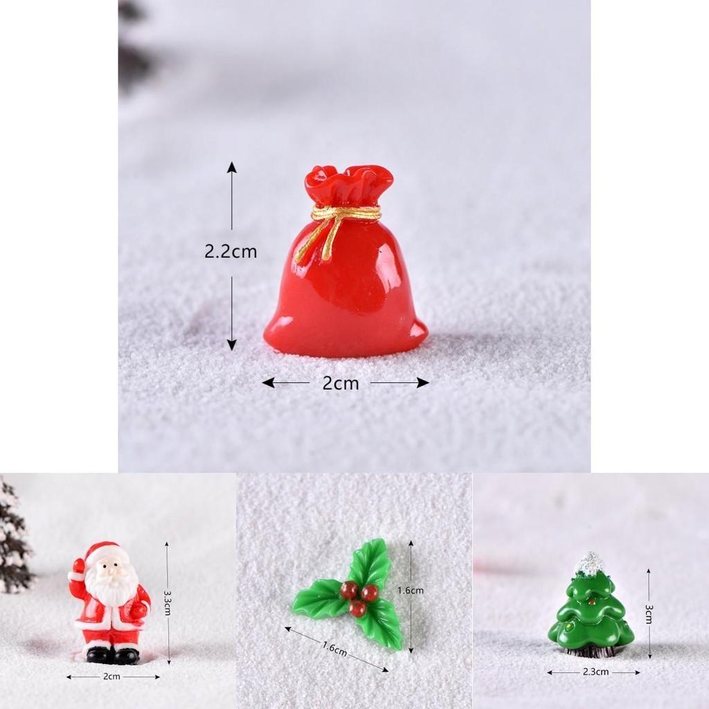 Christmas Resin Ornament Santa Snowman Tree Micro Landscape Miniature Diy Decor