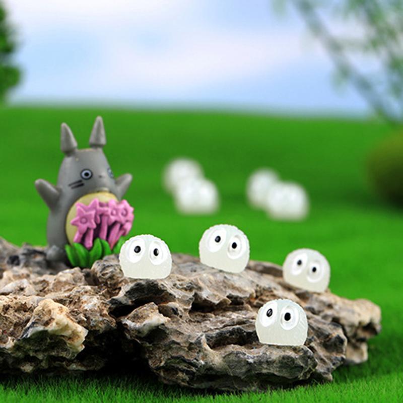 10Pcs Mini Luminous Briquettes Elfs Dust Sprite Micro Ornaments Small Coal Ball Glowing Potted Ornament Miniature Garden Decor