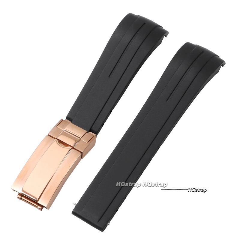 20mm Rubber Watch Strap for Rolex for Water Ghost Curved End Waterproof Wrist Band Metal Folding Buckle Diver Silicone Bracelet
