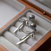 Imitation Pearl Stud Earrings for Women Temperament Bow Tassel Dangle Earring Korean Trendy Aesthetic Design Wedding Ear Jewelry