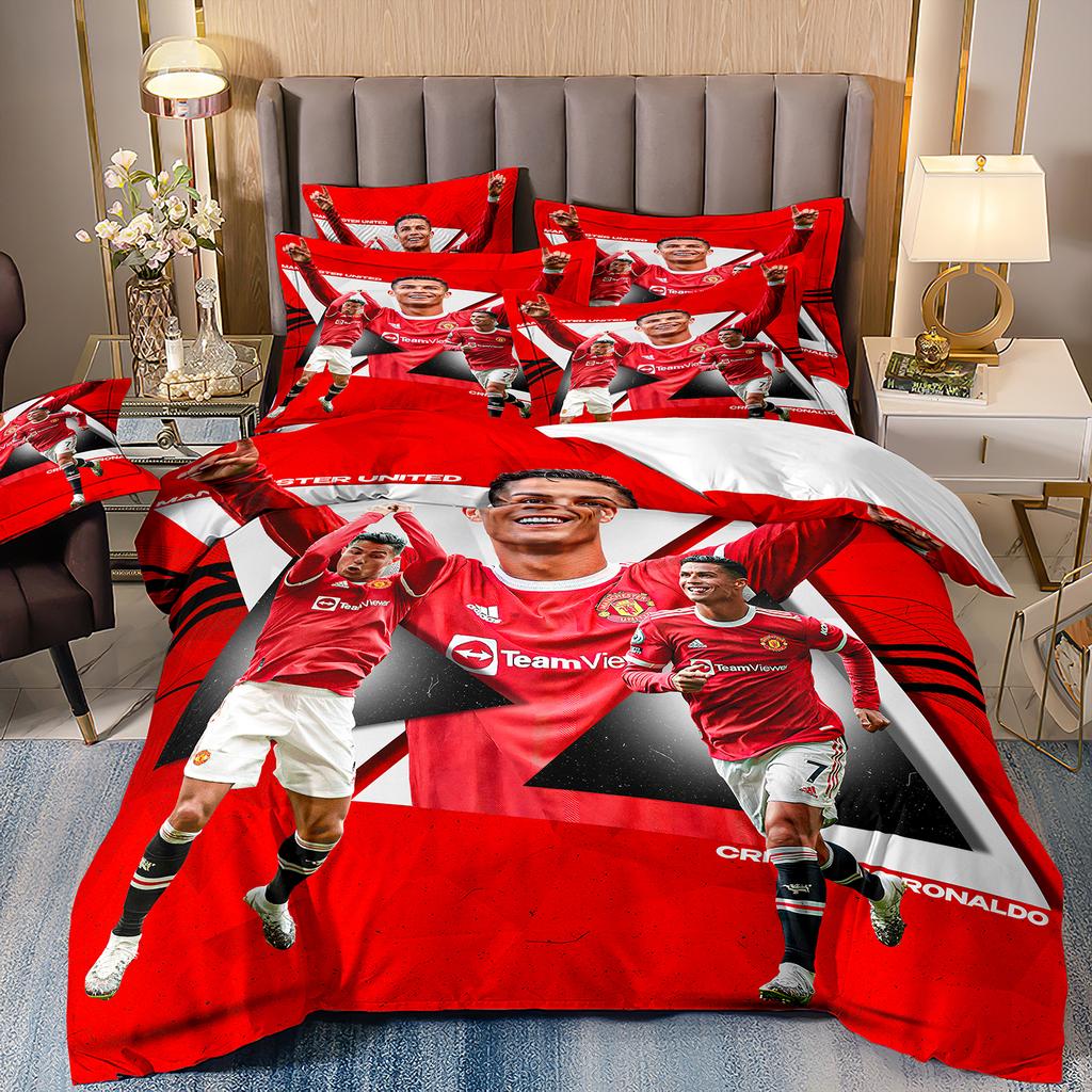 Bettbezug Luxuriös Fußballstar Cri-stiano Ronaldo Druck Bettwäsche Set Bettbezug Bett Jugend Kinder Mädchen Jungen Geburtstagsgeschenk