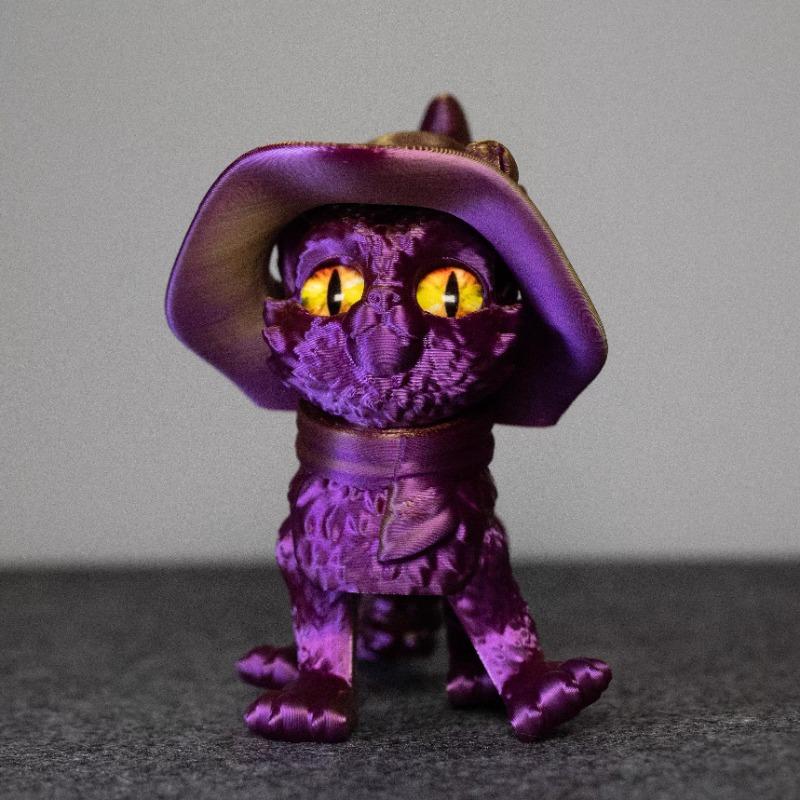 3D Printed Magic Cat Animals Toys Realistic Hairless Figurine Articulated Cat Fidget Toy for Cat Lover Collector Home Decoration