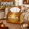 1pc Tissue Box Holder with Majestic Autumn Trees Design - Harvest Pumpkin Field Meadow, Durable Polyester, Ideal for Kitchen, Living Room, Bedroom, Ba
