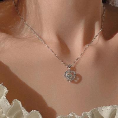 Koreańska Moda Słodki Naszyjnik w Kształcie Serca Dla Kobiet Kryształowy Cyrkoniowy Wisiorek Łańcuszek na Obojczyk Elegancki Romantyczny Prezent na Imprezę