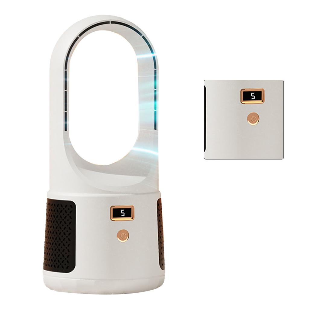 Tower Fan Bladeless 6 Speed Mode USB Charge LED Display Low Noise Desktop Fan for Family Office