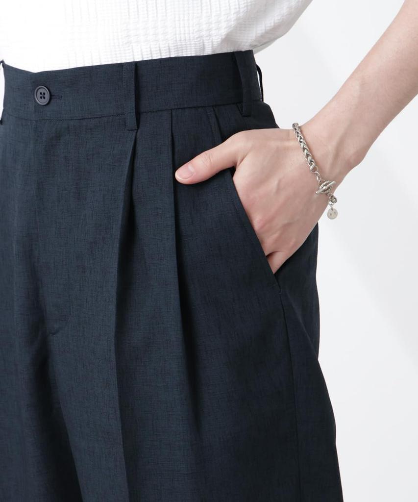 Nano Universe Tech Linen Relaxed Tuck Tapered Pants, Men's, Size M, 023, Charcoal, 672-5127217