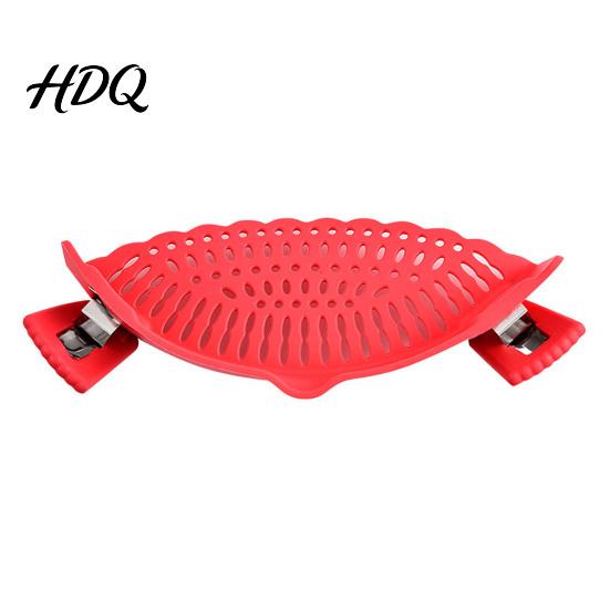 Clip-on Pasta Strainer Silicone Pot Edge Strainer Kitchen Colander for Vegetables Anti-slip Side Drainer Non Slip with Drip Guard Boiling